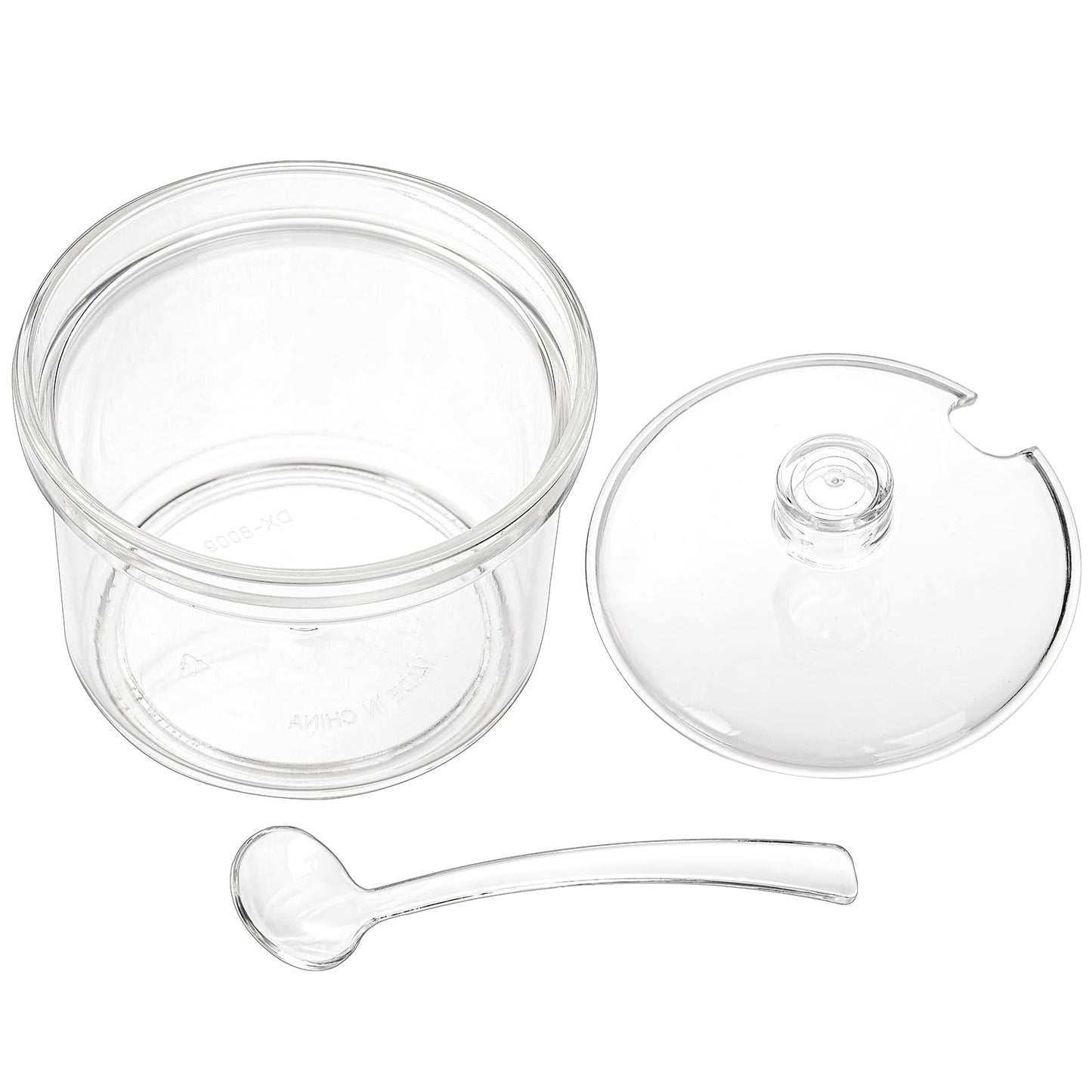 ZEAYEA Set of 6 Clear Acrylic Sugar Bowl, 14 oz Seasoning Box Condiment Pots with Spoon and Lid, Sugar Spice Salt Canister for Home Kitchen, Coffee Bar, Restaurant