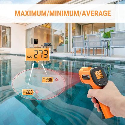 ThermoPro TP30 Infrared Thermometer Gun, Laser Thermometer for Cooking, Pizza Oven, Griddle, Engine, HVAC, Laser Temperature Gun with Adjustable Emissivity & Max Measure -50°C ~ 550°C (Not for Human)
