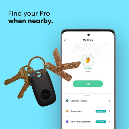 Tile Pro (2022) Bluetooth Item Finder, 1 Pack, 120m finding range, works with Alexa and Google Smart Home, iOS and Android Compatible, Find your Keys, Remotes & More, Black