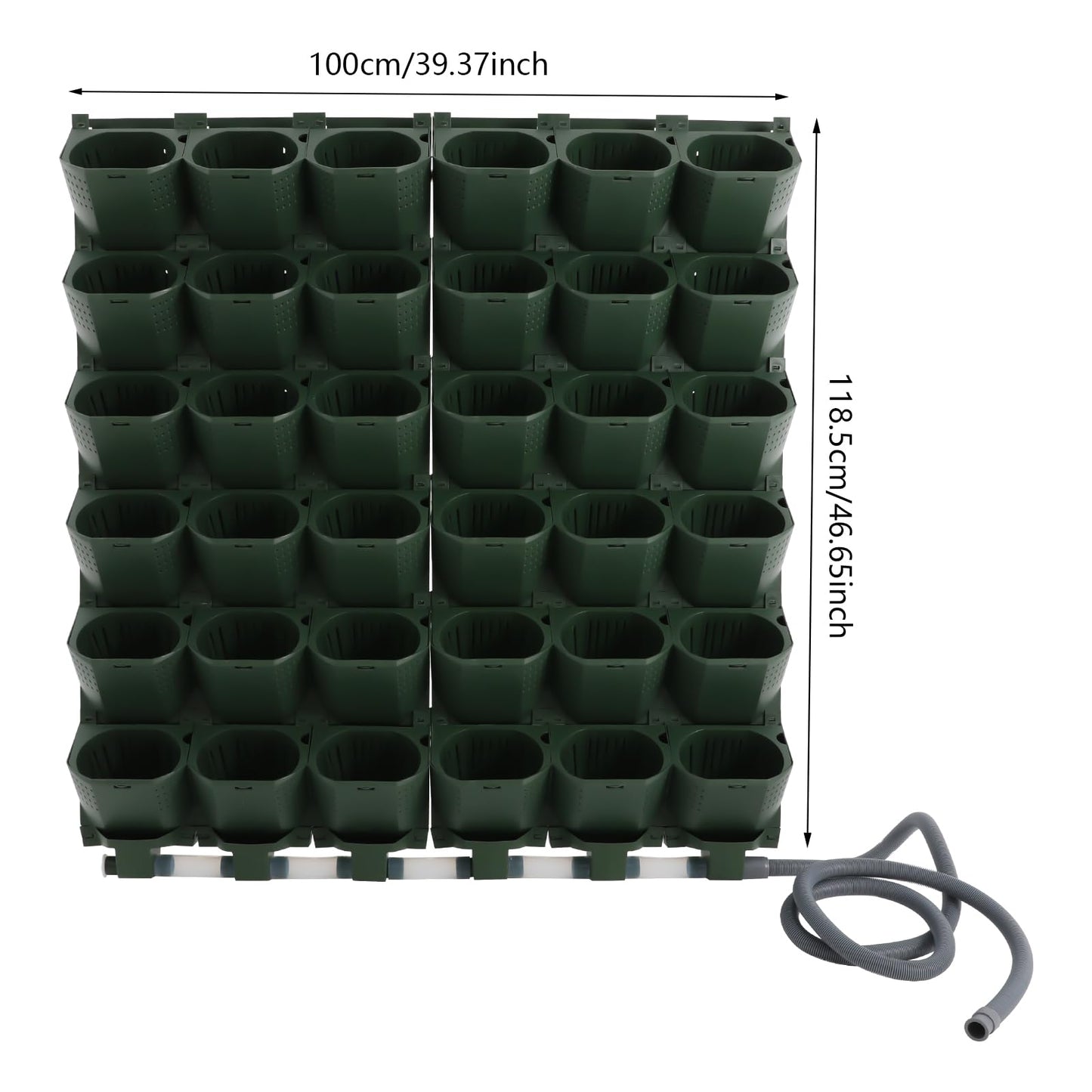 CAIHAOA 36 Pots Self Watering Wall Mounted Vertical Planter, Wall Planter Living Green Plant Wall with Automatic Irrigation & Timing System, Indoor/Outdoor Stackable Plant Pots for Herbs Flowers