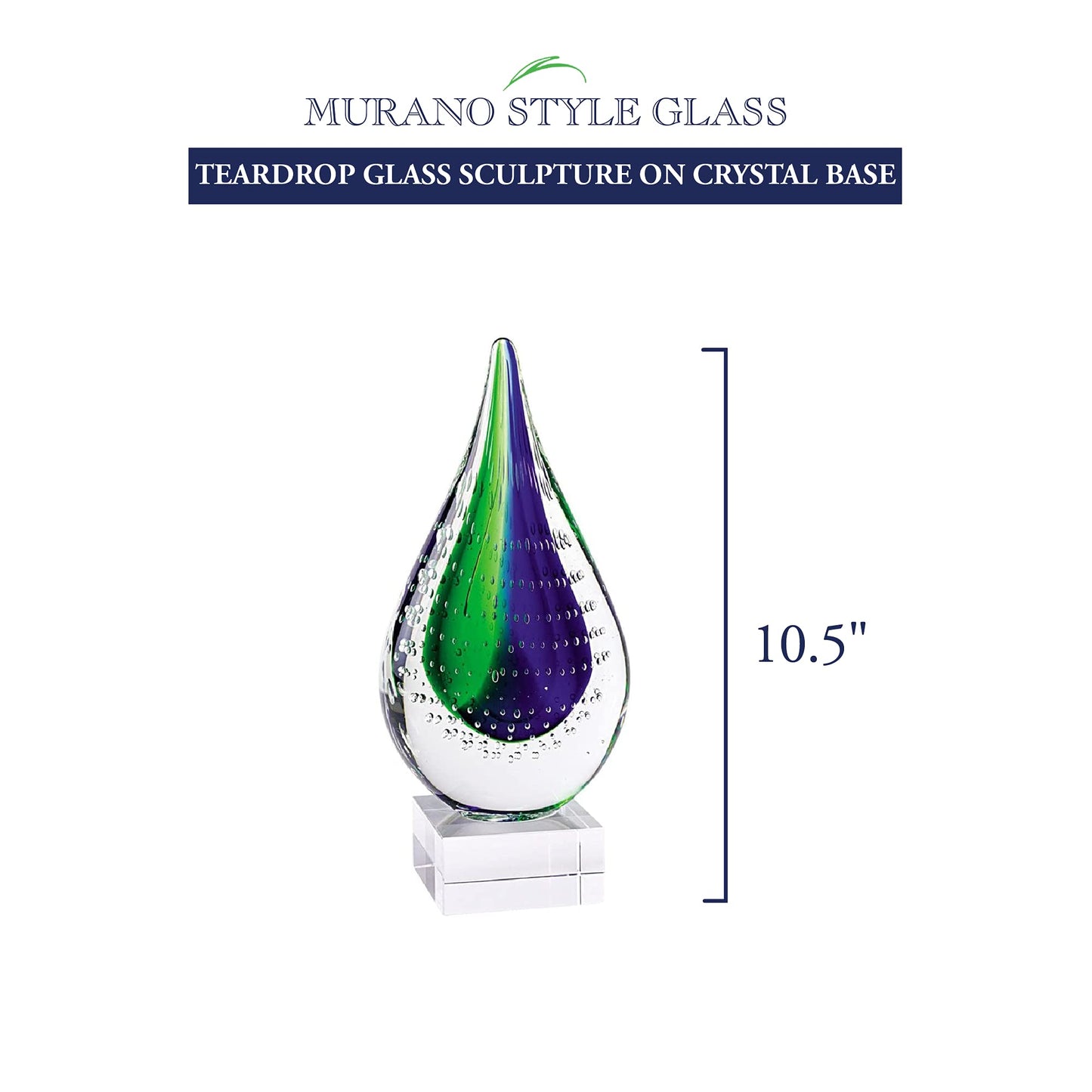 Badash Murano-Style Art Glass Sculpture Centerpiece, 10.5 Inch