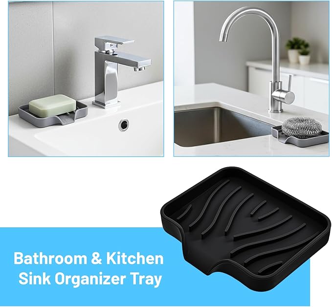 Grevosea Sponge Holder for Kitchen Sink, Silicone Dish Sponge Holder