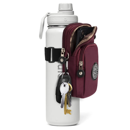 Bottle Pouch Gym Water Caddy with Phone Holder, Water Bottle Sleeve Bag with Pocket for Cards, Keys, Wallet, Gym Bottle Accessories for Men Women