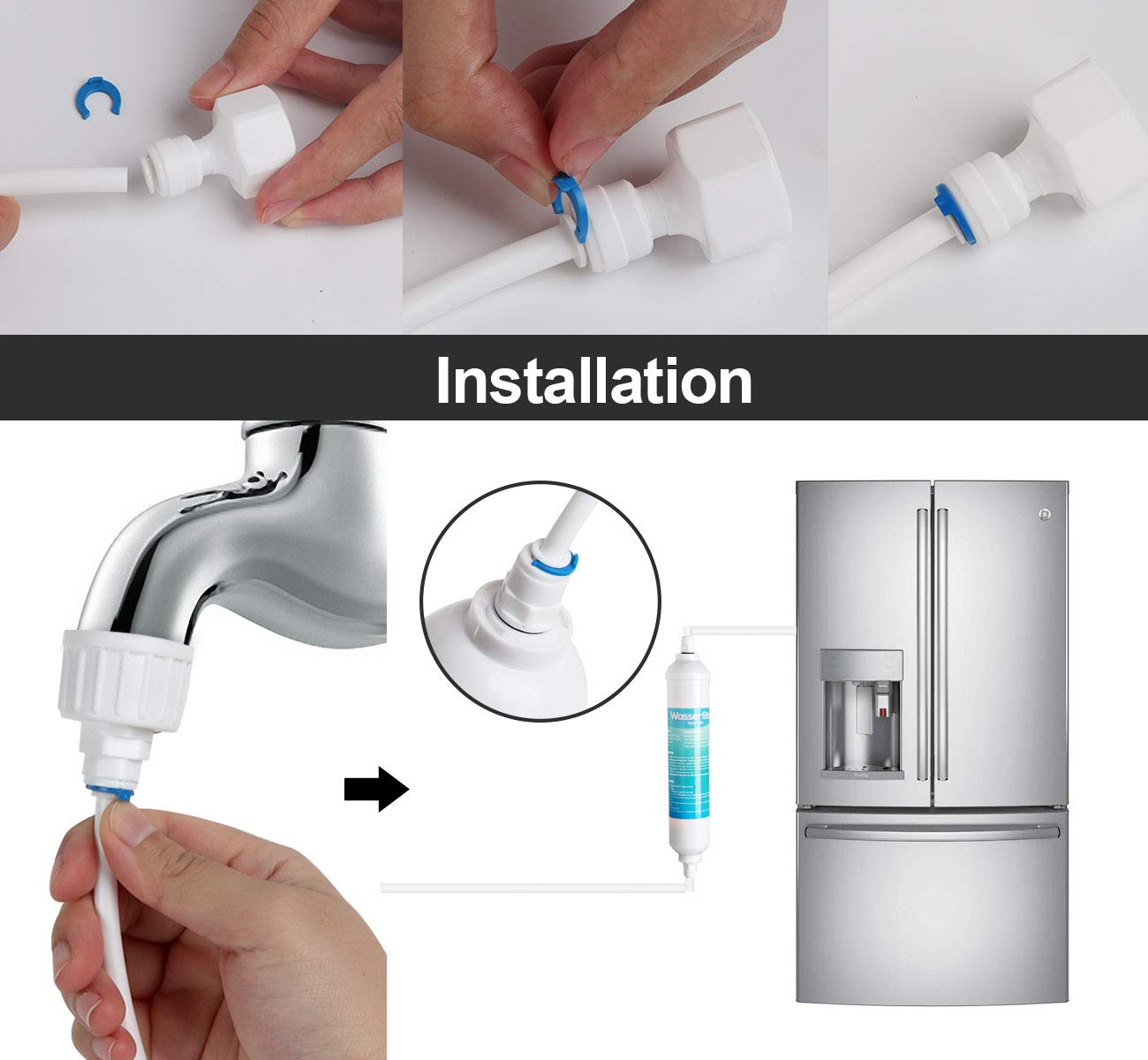 ilauke 15M Water Supply Pipe Tube + Fridge Connector Kit For European Style Double Fridge Refrigerator (1/4" Pipe)