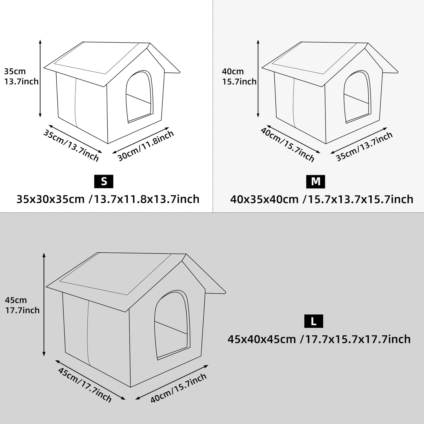 Vinnypet Cat House for Outdoors Waterproof Weatherproof Cat Cave Pet Shelter with Plush Cushion for Feral Cats/Dogs 35x30x35cm