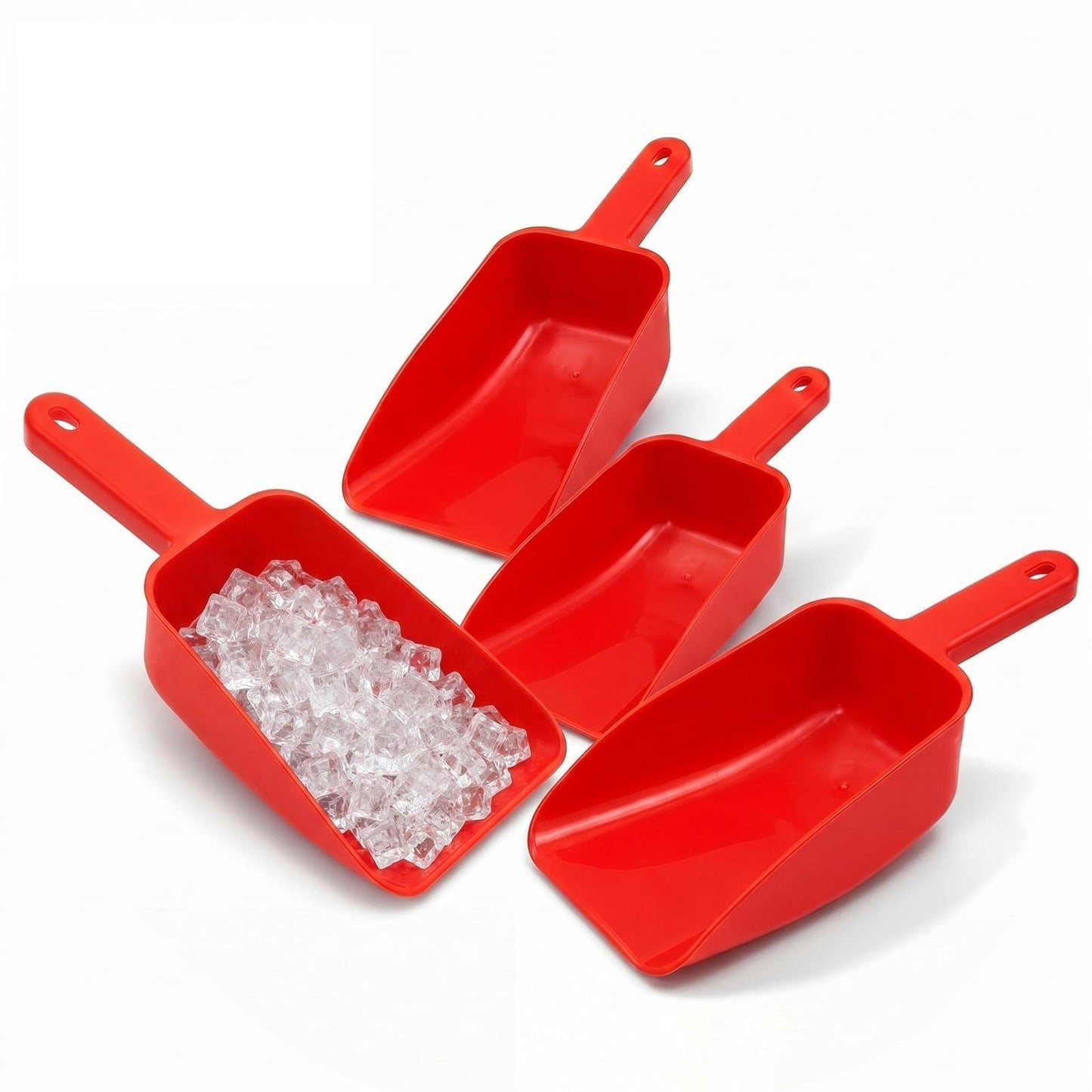Relaxweex 4 Pack 32 oz Plastic Ice Scoop, Heavy Duty Utility Plastic Hand Scoop for Ice Machine, Flour, Coffee Beans, Pet Dog Food, Large Kitchen Shovel Tool for Restaurant, Bar, Pantry Storage