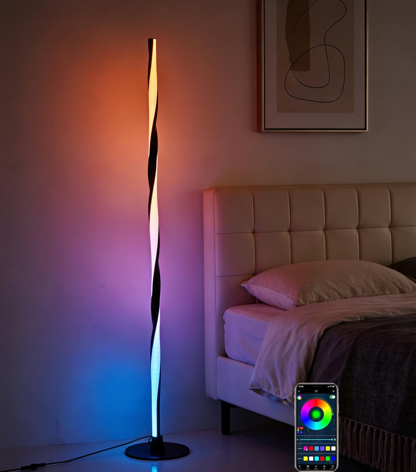 YUBOLE Smart RGBWIC Floor Lamp LED Corner Lamp Compatible with Alexa