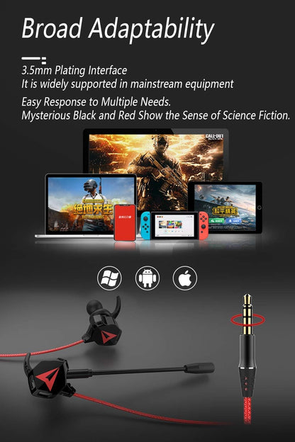 KASOTT Battle Buds Pro in-Ear Gaming Headset with Dual Microphone, Mute and Volume Control, Wired Earphones for Mobile Gaming, Nintendo Switch, Xbox One, PS, PC (New-Black)
