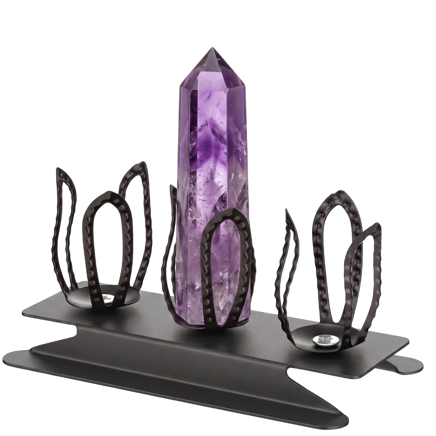 Hicarer Crystal Ball Display Stand Bohemian Black Metal Holder for Natural Stones Geode Mineral Specimen Marbles Crystal Sphere Pedestal Removable Home Desktop Decor Boho Gift