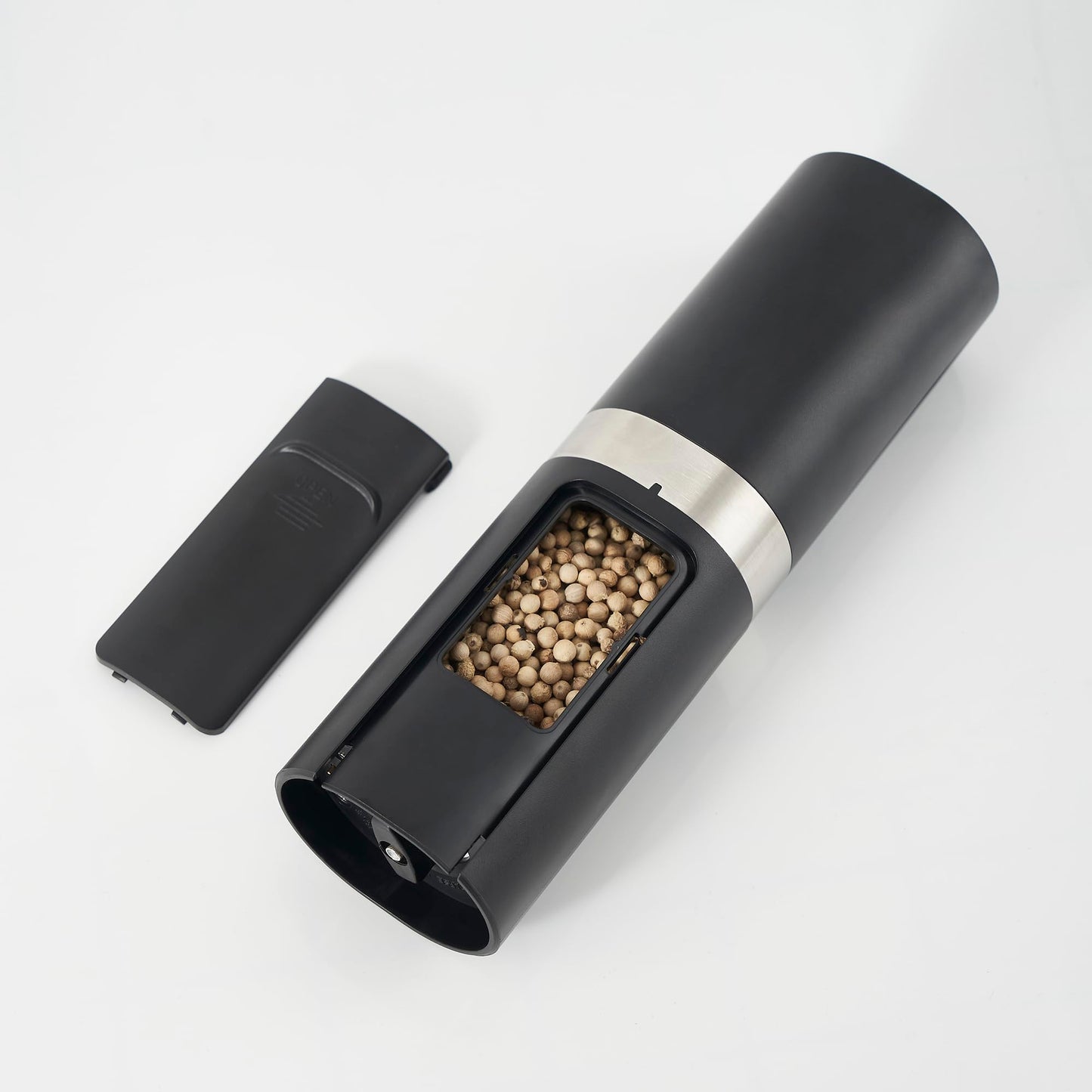 Electric Salt and Pepper Grinder Set, Rechargeable Base, Automatic Salt & Pepper Mill Refillable with USB Cables, Salt and Pepper Shakers, LED Light, One Hand Operation, 2 Adjustable Coarseness Mills