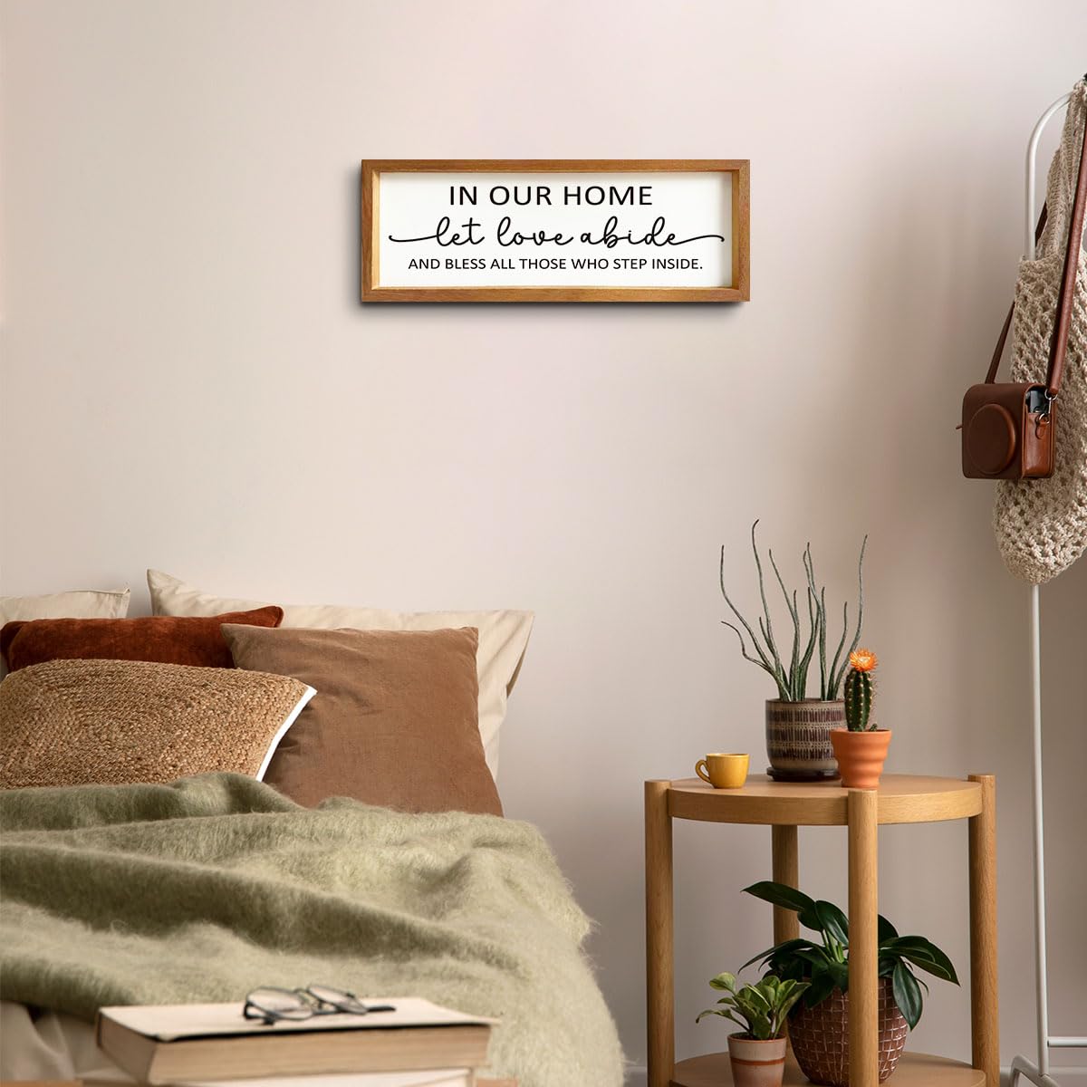 let love Abide Wood Picture Frame Rectangular Wall Decor for Warm Home Love and Blessings Entryway Decorations Housewarming Gifts Rustic Solid Wooden Sign for Tabletop or Hanging Display