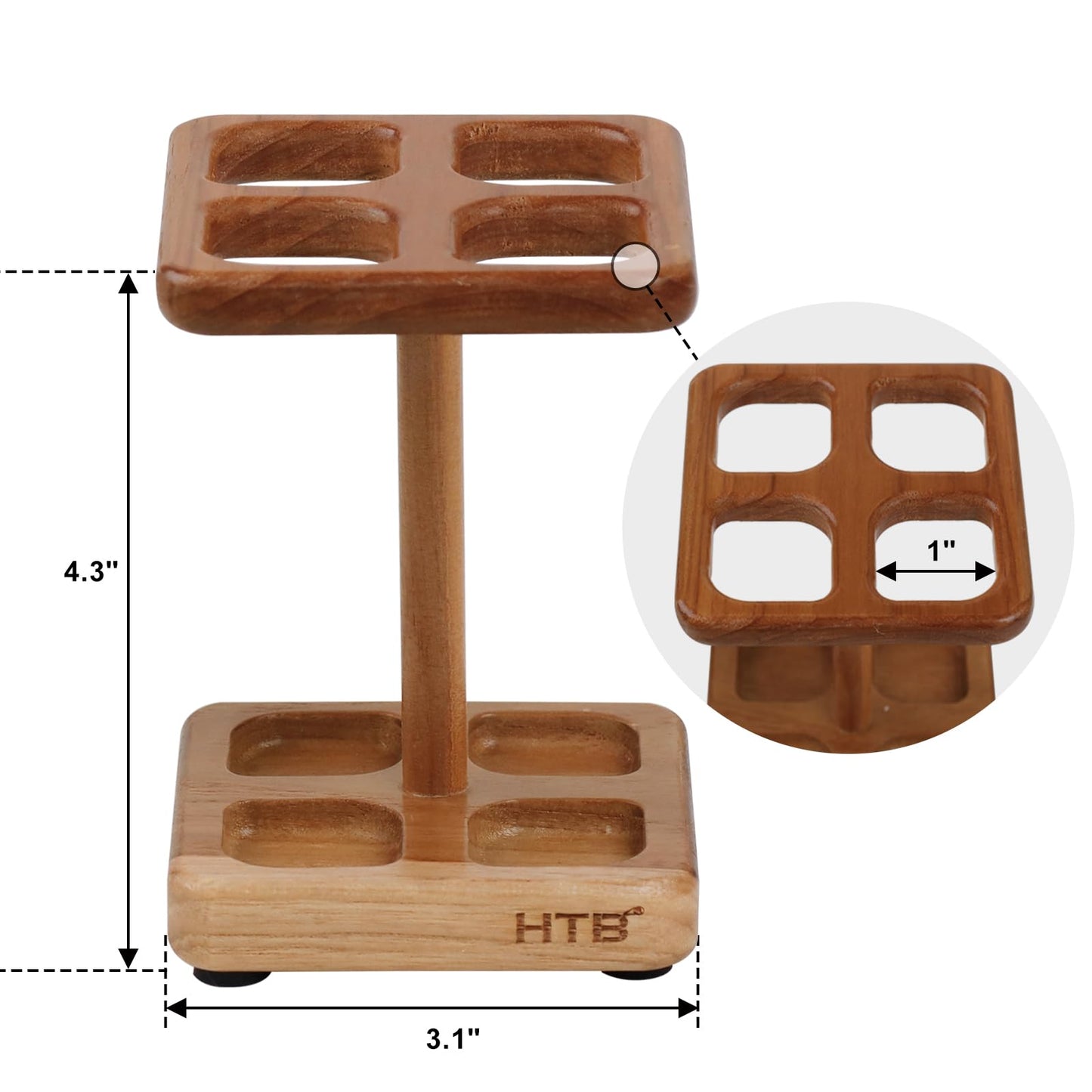HTB Toothbrush Holders for Bathrooms,Teak Toothbrush Organizer Storage for Countertop,Tooth Brush Stand for Makeup Brush,Razor,Bathroom Accessories