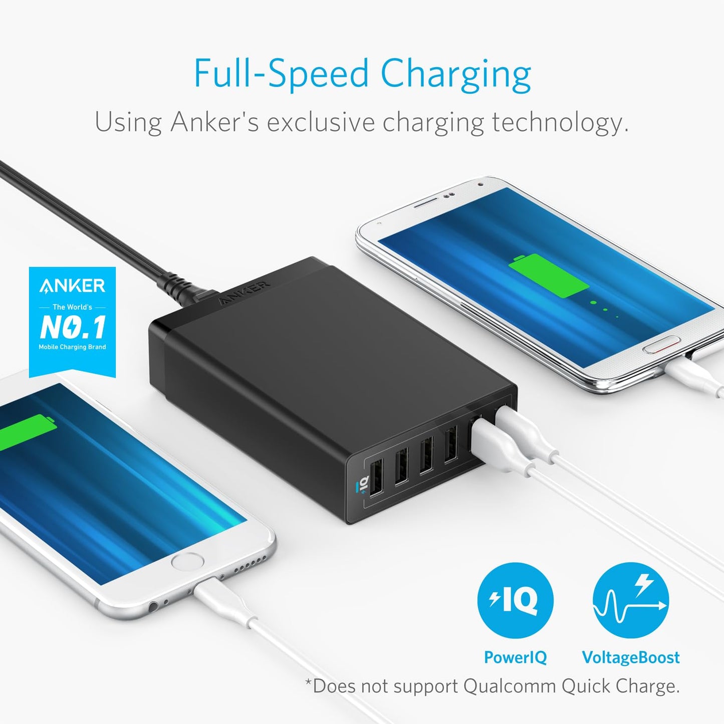 Anker Charger, 60W 6 Port USB Charging Station, PowerPort 6 Multi USB Charger for iPhone 14/13 Series, iPad Pro/Air/Mini, Galaxy S23/S22/S21, Note 20 Ultra, LG, HTC, and More