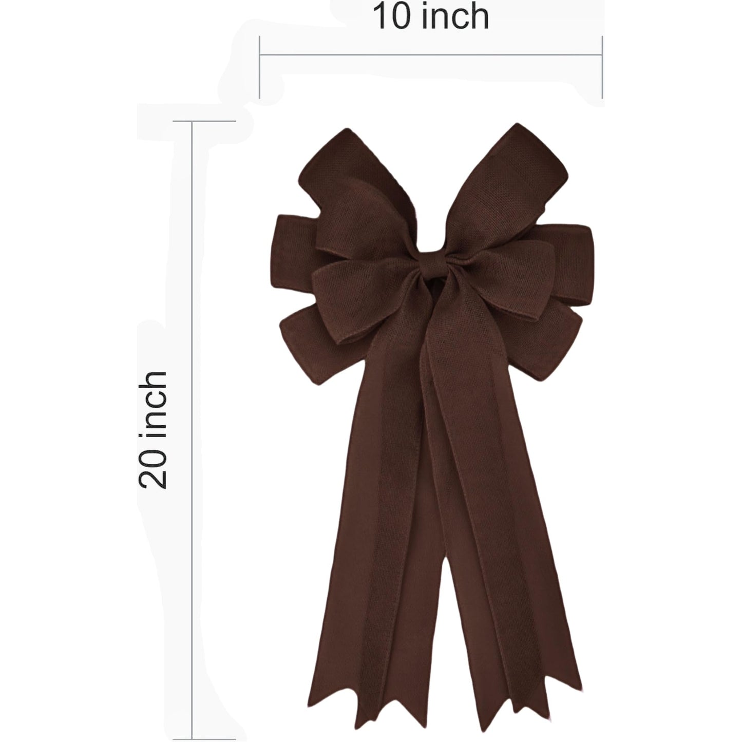 Meseey Double Pack 20X10 Inch Oversized Brown Burlap Bows Farmhouse Christmas Tree Topper & All-Weather Wreaths Decor, Heavy Duty Gift Wrapping Accents for Front Door/Cabinet (Brown)