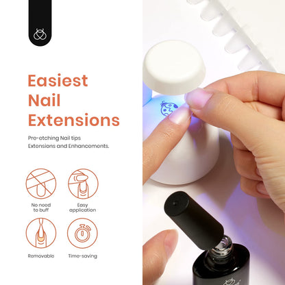 Beetles Gel Nail Extension Kit Almond Shape, Easy 9 in 1 Glue Uv Led Set Etch X Nail Tips Short Almond Half Matte Tips, Gift for Women & Girls, 504 pcs