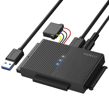 FIDECO IDE and SATA Adapter, USB 3.0 Hard Drive Adapter, External SATA and IDE Converter for 2.5 and 3.5 inches HDD or SSD, CD-ROM, CD-RW, DVD-RW Drives