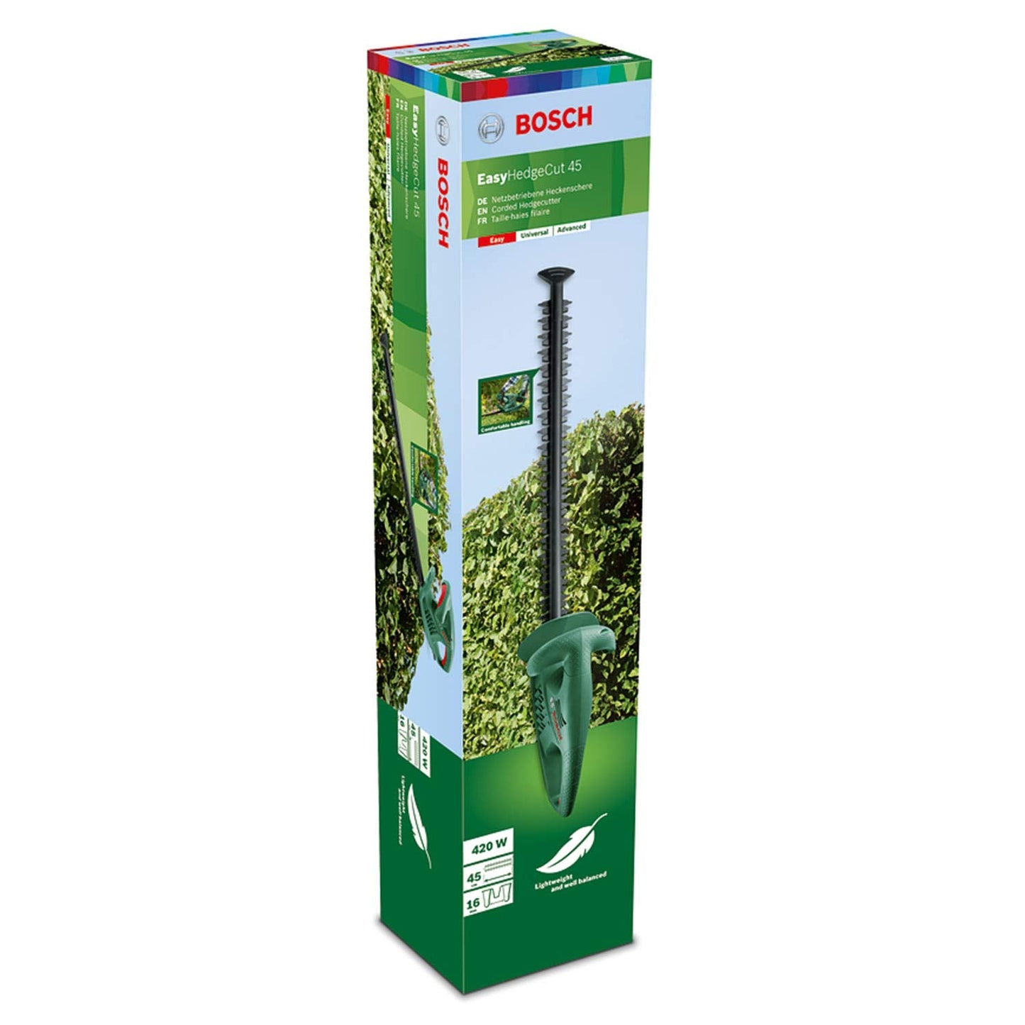 Bosch Electric Hedge Cutter EasyHedgeCut 45 (420 W, Blade Length 45 cm, Weight: 2.6 kg, in Carton Packaging)