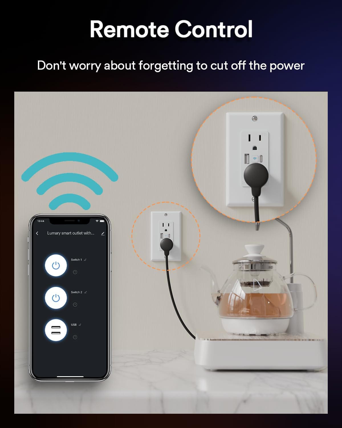 Lumary Smart USB Outlet with Type-C & USB-A Ports, WiFi in-Wall Outlet Compatible with Alexa & Google Home, Remote & Voice Control, Timer, FCC Certified, Tamper-Resistant, 4 Pack