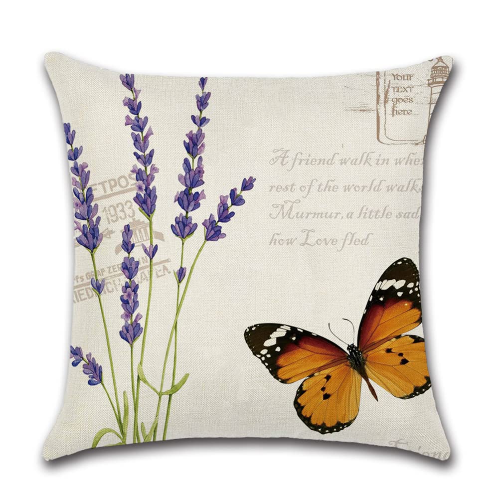 JOTOM Outdoor Decorative Cushion Covers 45x45 cm Waterproof Throw Pillow Covers Outdoor Cushions Butterfly Patio Garden Flower Pillowcases for Bench Sofa Indoor Decoration Set of 4 (Insects and Plant)
