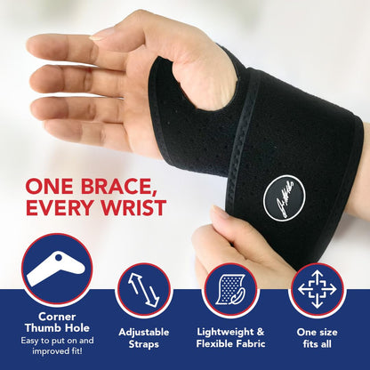 Dr. Arthritis Wrist Brace, Adjustable Wrist Wraps & Hand Brace Compression, Doctor-Developed Wrist Brace for Carpal Tunnel, Tendonitis, Injuries & More, Easy to Wear, Fits Both Hands (Single)