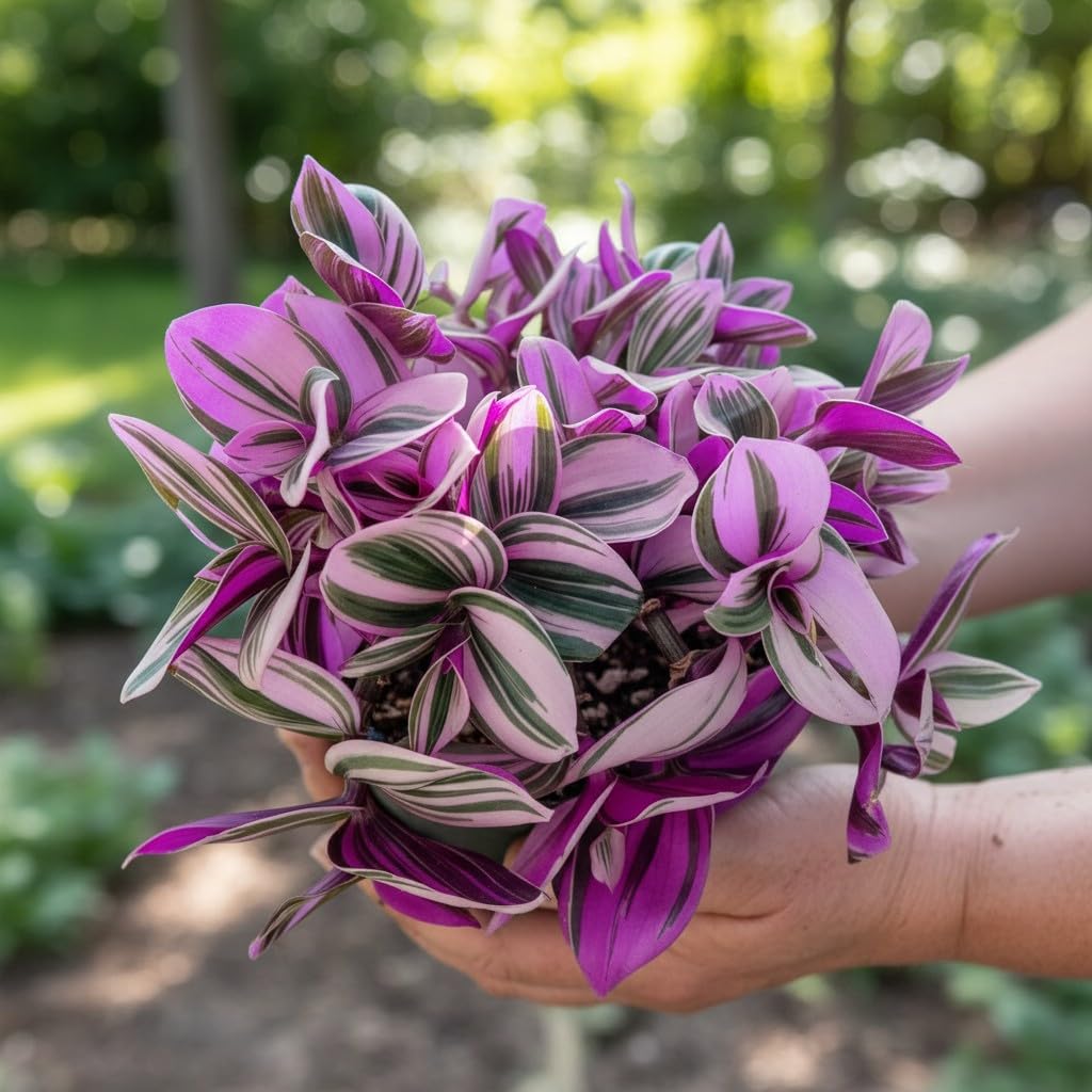 NYGardenia Tradescantia Nanouk Live Plant – 4 Inch Pot – Pink Purple Variegated Indoor Houseplant Easy Care