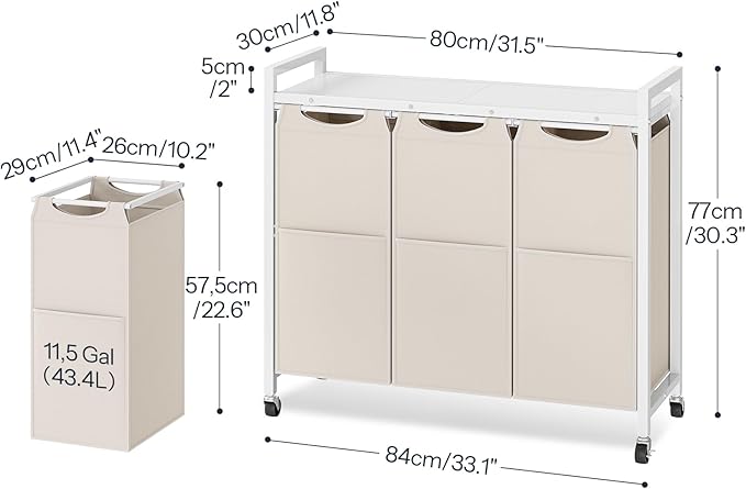 HOOBRO Laundry Sorter 3 Section, Laundry Hamper