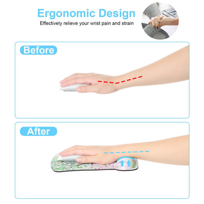 Ergonomic Mouse Pad with Wrist Rest Support Gel with Coaster, Cute Wrist Pad with Non-Slip Rubber Base, Easy Typing & Pain Relief, Blue Mandala