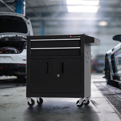 TANKSTORM Tool Chest Heavy Duty Cart Steel Rolling Tool Box with Lockable Doors (TZ12 Black)