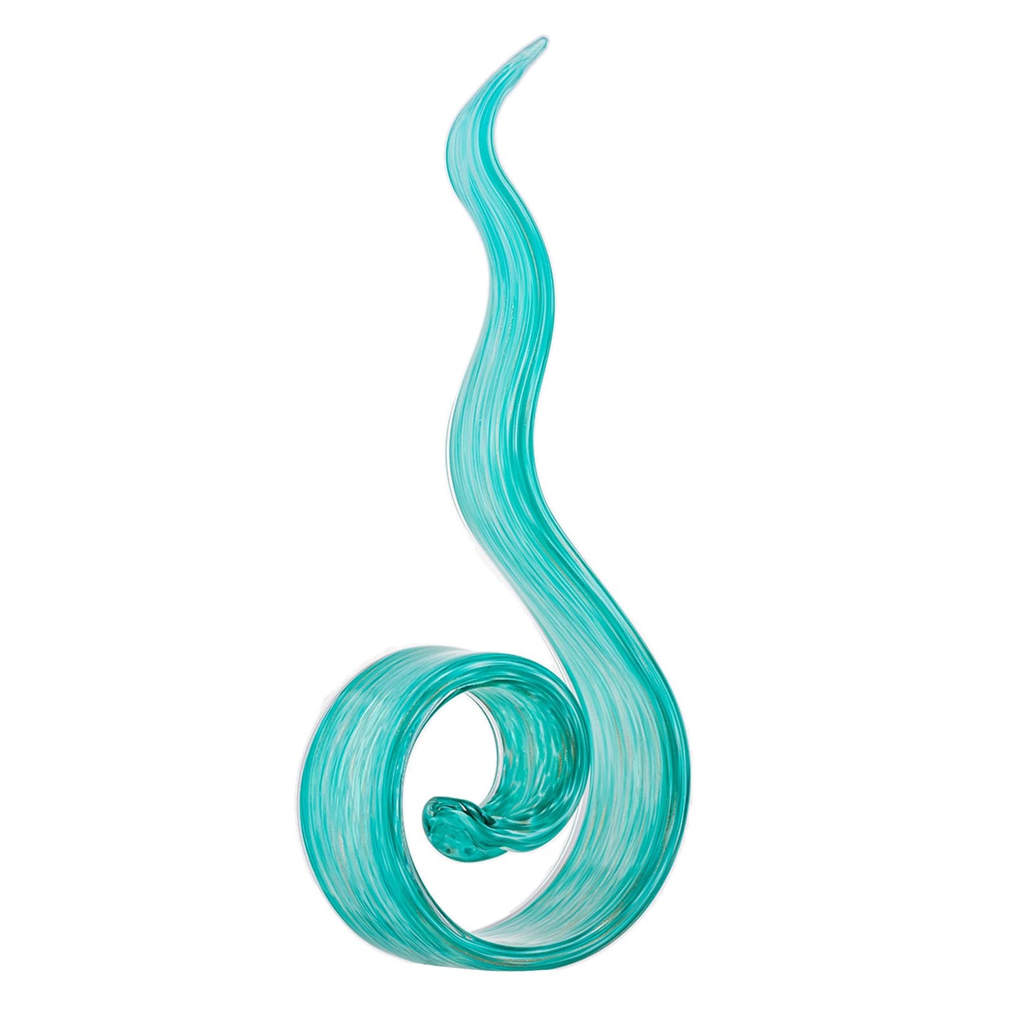 ORRFIDDY 11.4" Tall Hand Blown Glass Sculpture, Murano Style Art Glass Figurine, Modern Coastal Home Decor Accent for Shelf, Table, TV Stand, Living Room Decoration