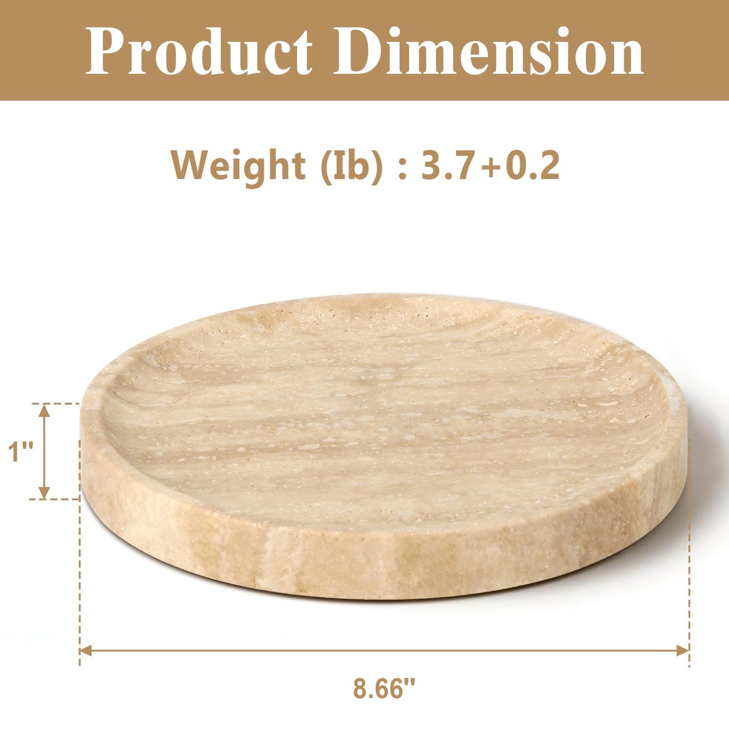 Moujings Natural Travertine Vanity Tray - Decorative Stone Marble Tray for Bathroom Countertop, Elegant Organizer for Home Decor, Jewelry, Candle, Makeup, Kitchen and Dresser Decor