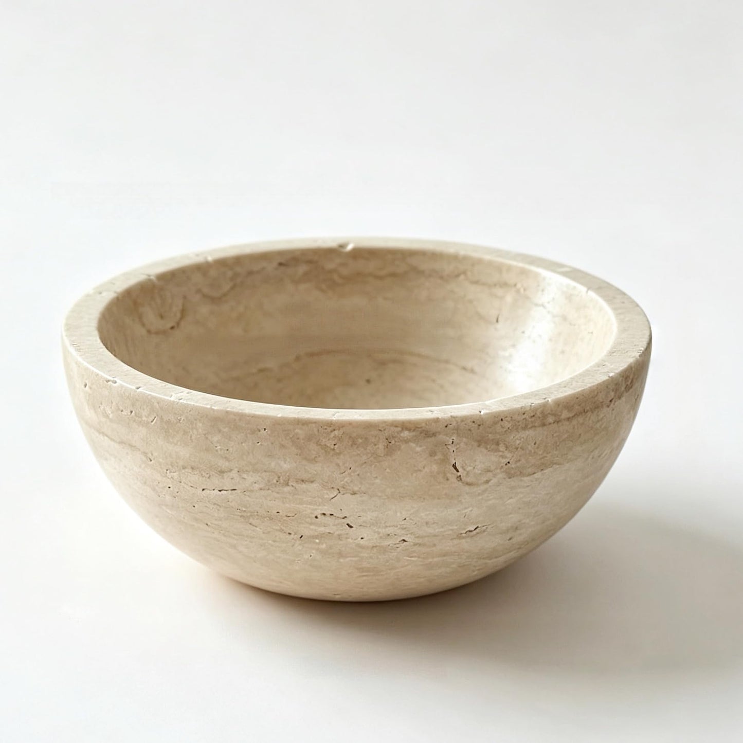WILD WORKS Travertine Bowl, 6" Natural Stone Decorative Bowls for Entryway Table, Catchall Tray for Keys & Jewelry, Fruit Bowls for Kitchen Counter, Living Room Decor, Home Accent