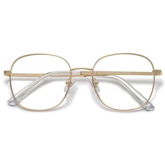 SOJOS Classic Square Blue Light Blocking Glasses for Women Men Stylish Computer Glasses SJ1137, Gold Frame/Anti-Blue Light Lens