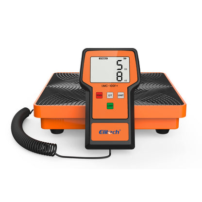 Elitech Refrigerant Scale 110 Lbs – High Precision HVAC Freon Scale with LB+OZ Dual-Unit Display, Electronic Charging Weight Scale with Carry Case, LMC-100F+