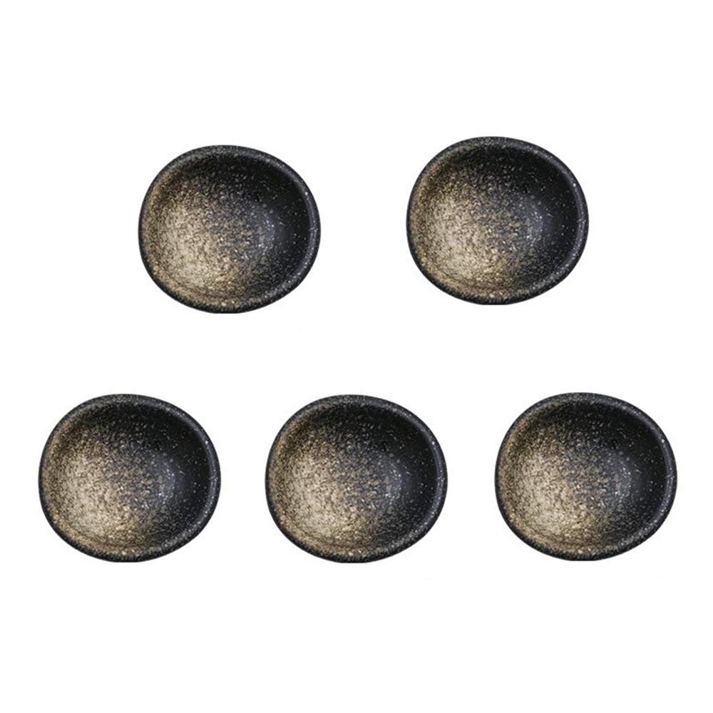 Colias Wing 3.5 Inch Retro Style Black&White Stylish Design Multipurpose Porcelain Side Dish Bowl Seasoning Dishes Soy Dipping Sauce Dishes-Set of 5