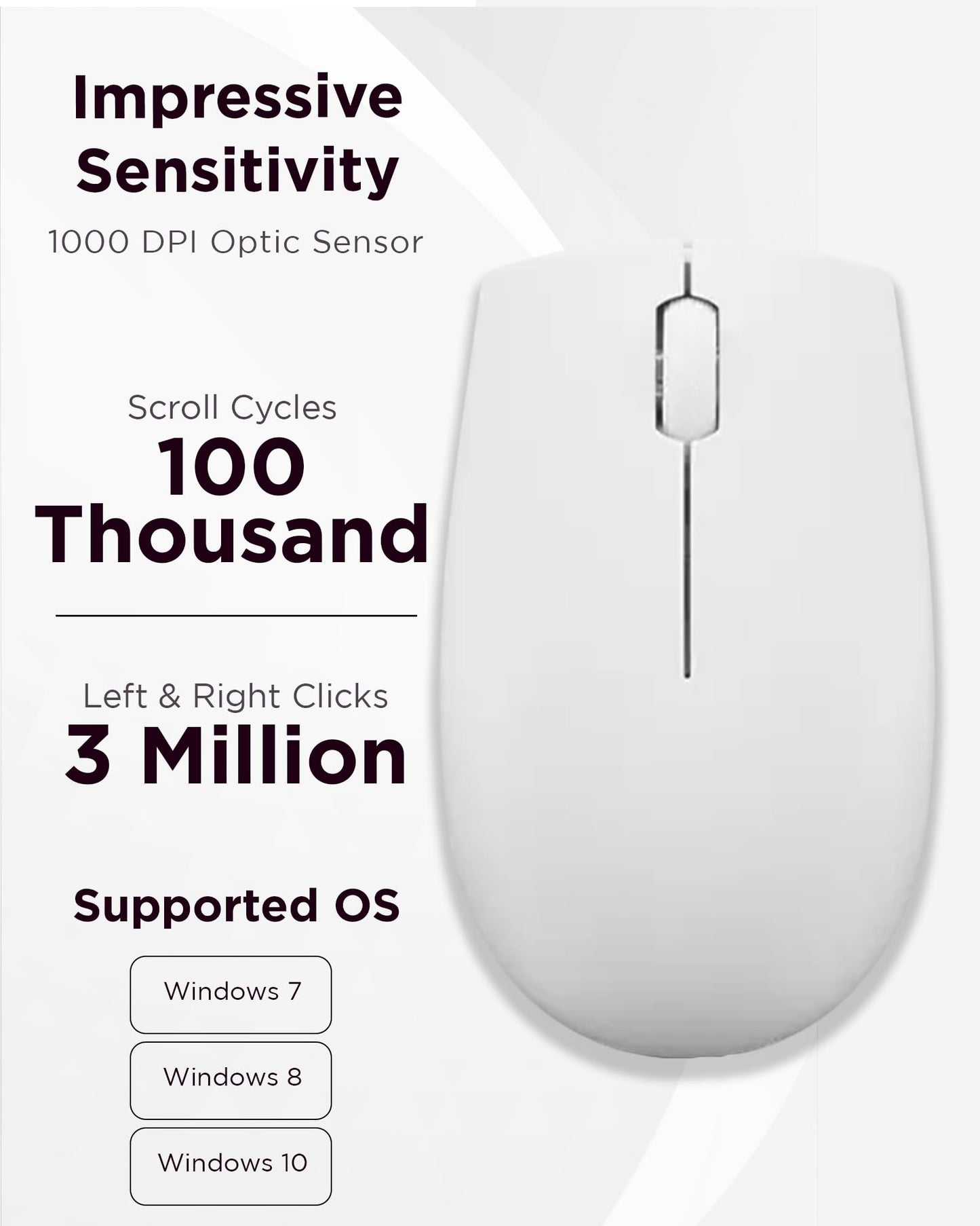 Lenovo 300 Wireless Mouse – Computer Mouse for PC, Laptop with Windows – Ambidextrous Design – 2.4 GHz Nano USB Receiver – 12 Month Battery Life