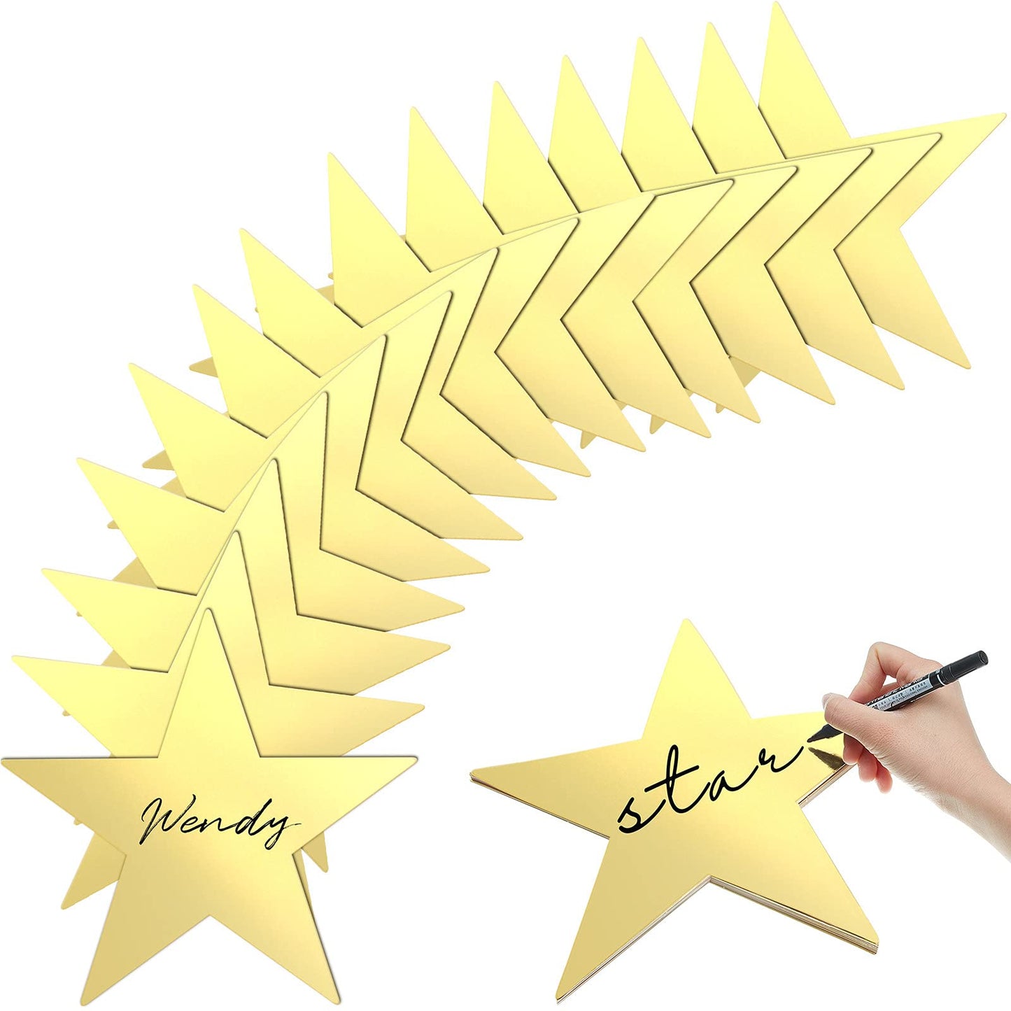Outus 48 Pieces 11 Inch Large Gold Stars Cutouts Gold Stars Decoration Double Printed Paper Star for Movie Night Bulletin Board Decoration, Classroom Wall Party Decor Back to Shcool Party Decor