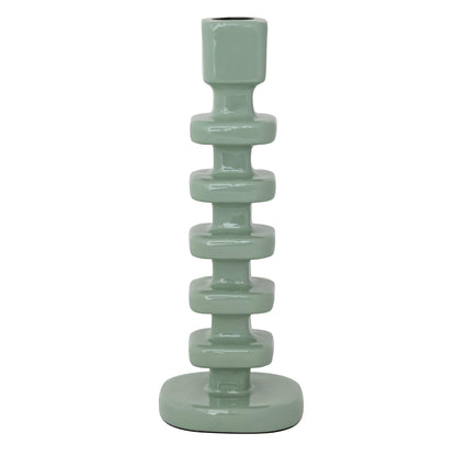 Creative Co-Op Square Enameled Aluminum Taper Holder, Eucalyptus Color