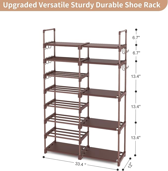 ROJASOP Shoe Rack Organizer, 8-Tier Metal Shoe Rack