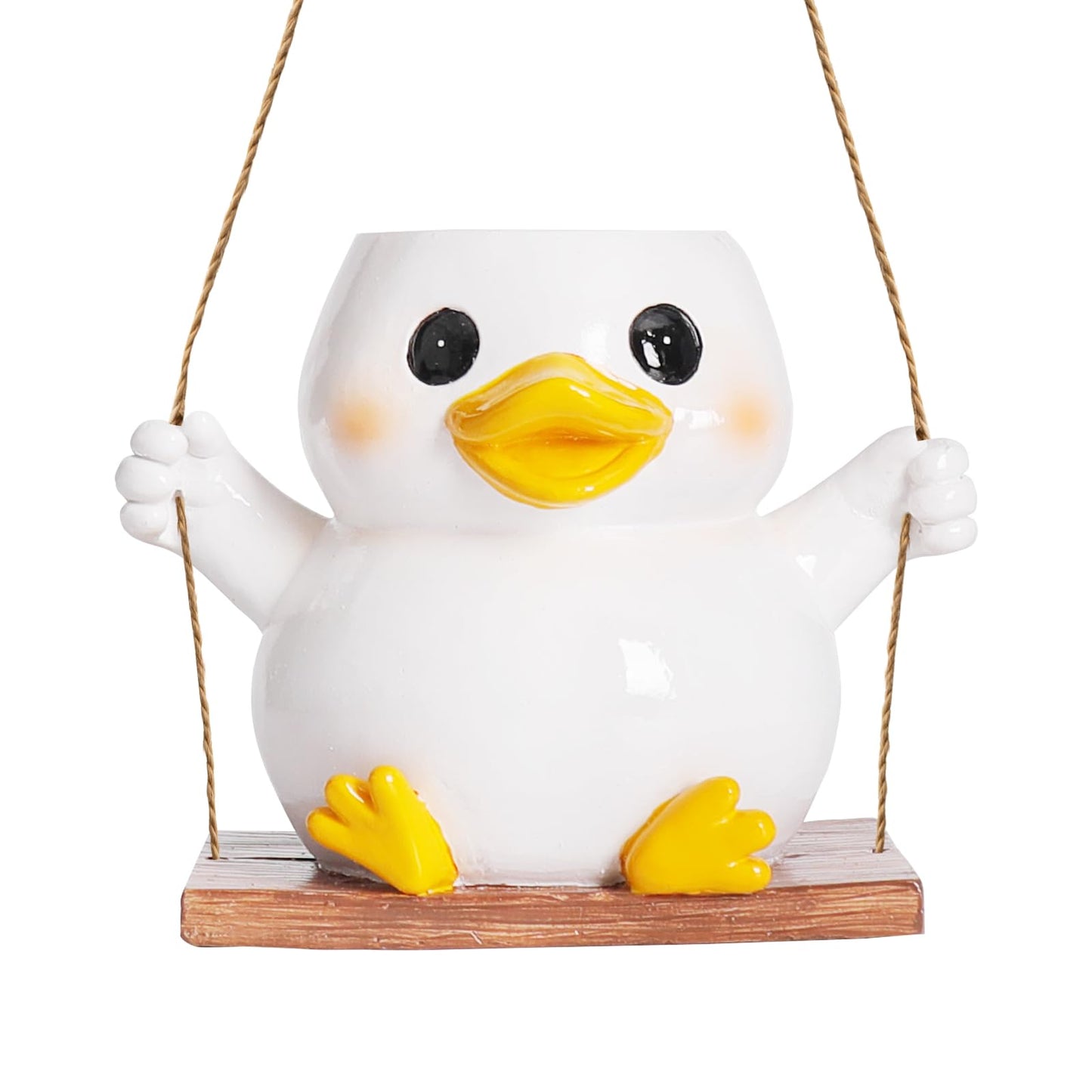 UMESONG Cute Swing Duck Hanging Planters for Indoor Plants Small Succulent Pots with Drainage Hole Unique Resin Outdoor Plant for String of Pearls Gift Ideas for Mother Day Christmas