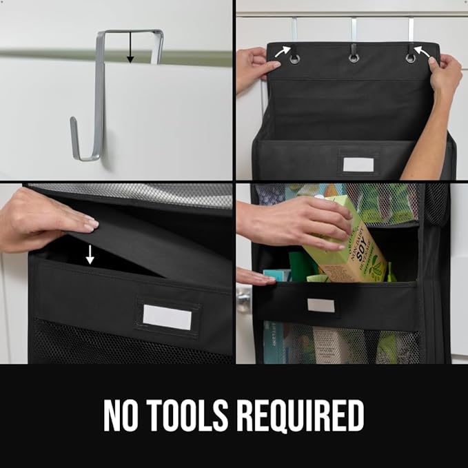 GORILLA GRIP Over The Door Organizer Storage, 5 Deep Hanging Shelves, Holds