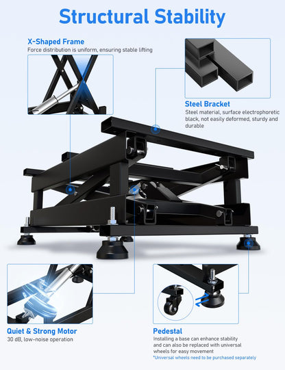 DIHOOL Electric Scissor Lift Table 330Lbs, 210-580MM,8-23in Height Adjustable Lifting Platform