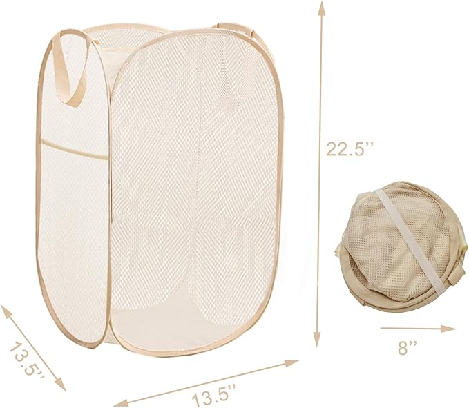 Pop Up Laundry Basket Folding Laundry Hamper Mesh Hamper Storage Bin