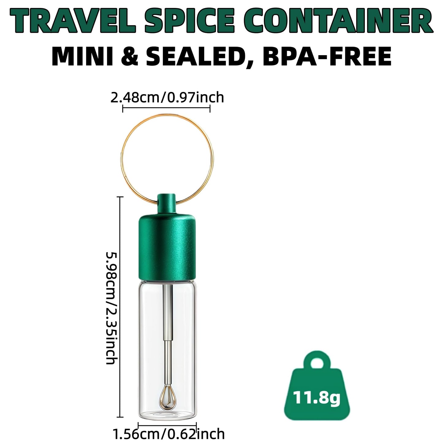 Petrip 5-Pack Travel Glass Spice Jars with Spoon - BPA-FREE Glass Food Storage Containers for Spices, Sugar & Seasonings