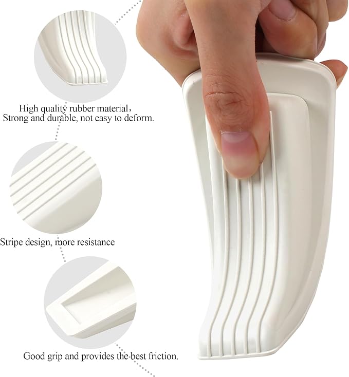 4 Pack Door Stoppers for Bottom of Door, White 4.8x2.2x1.3in Door Stops, Rubber Door Stopper Wedge, Sturdy Stackable Door Stops for Floor