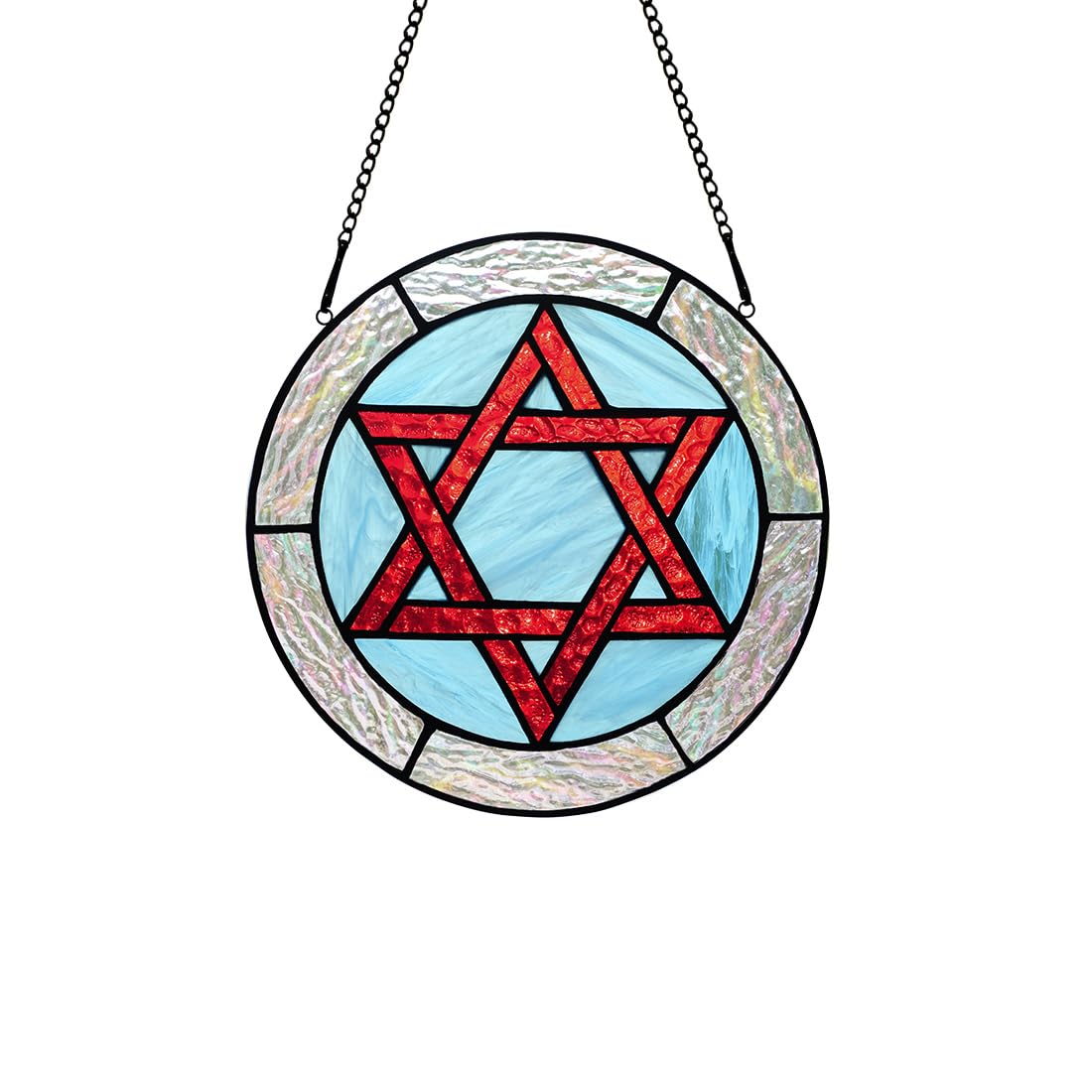 BOXCASA Jewish Stars Stained Glass Window Hanging Star of David Suncatcher