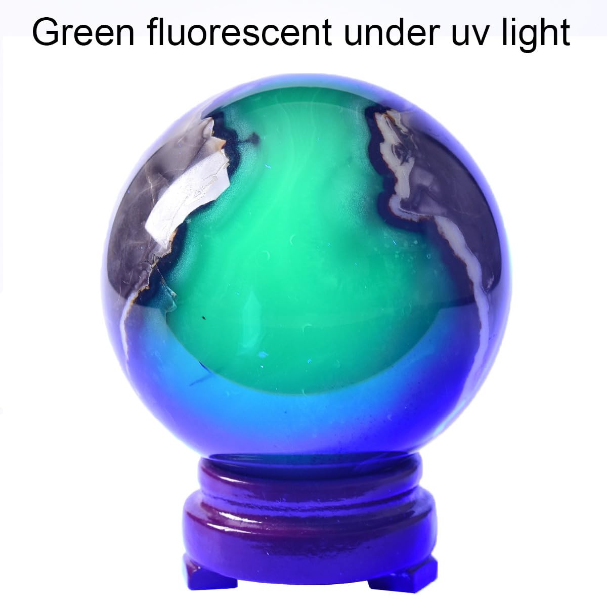 JIC Gem 2.7-3.1 inch(70-80mm) Large Volcanic Agate Crystal Sphere Quartz Crystal Ball with Stand Healing Ornament Witchcraft Meditation Decor