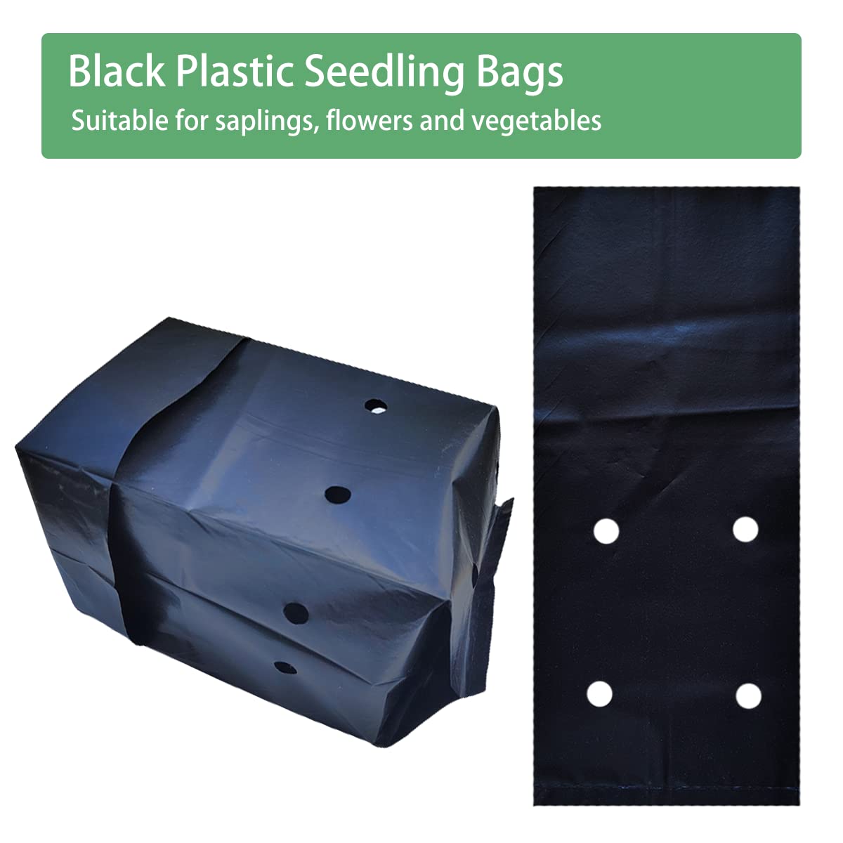 Belit 100 Pcs Plant Nursery Bags, Plastic Seedling Pots Container for Fruit Tree, Flower, Starting saplings, Plant Grow(3.5"x6.6")
