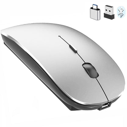Bluetooth Wireless Mouse for Laptop mac MacBook ipad MacBook air MacBook pro pc Desktop Computer Windows Chromebook Notebook (Silver)