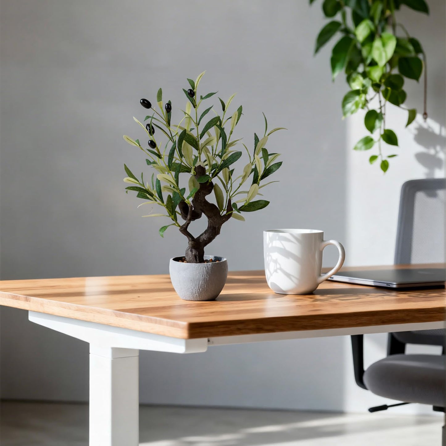 TOARTi Artificial Olive Tree Potted Plant with Stone Pot, 19" Tall Japanese Bonsai Tree Faux Plants Desk Plant, Realistic Greenery Decor for for Home Bedroom Bathroom Office Desk