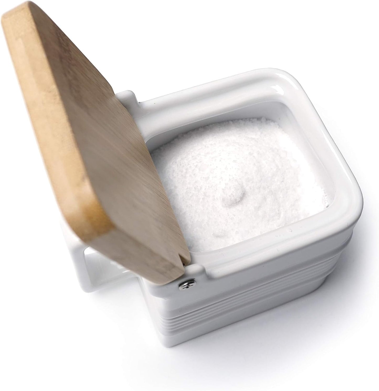 RSVP International White Stoneware Kitchen Collection, Salt Box, 4.5x3.25x3.5"
